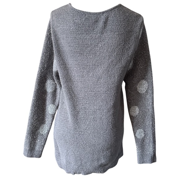 Apt 9 Women's Gray Sparkle Glitter Polka Dot Long Sleeve Sweater Size Medium - Picture 4 of 11